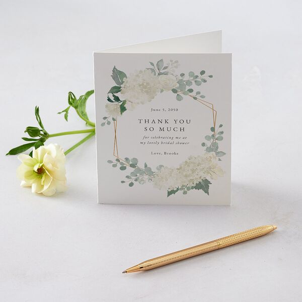 Elegant Hydrangea Bridal Shower Thank You Cards Off-White