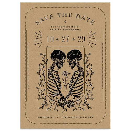 Skeleton Spirits Save the Date Cards Latte Signature smooth Blank No Standard