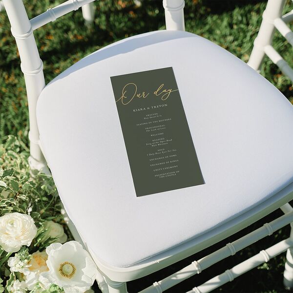 Romantic Photo Wedding Programs Gold Hunter Green Signature