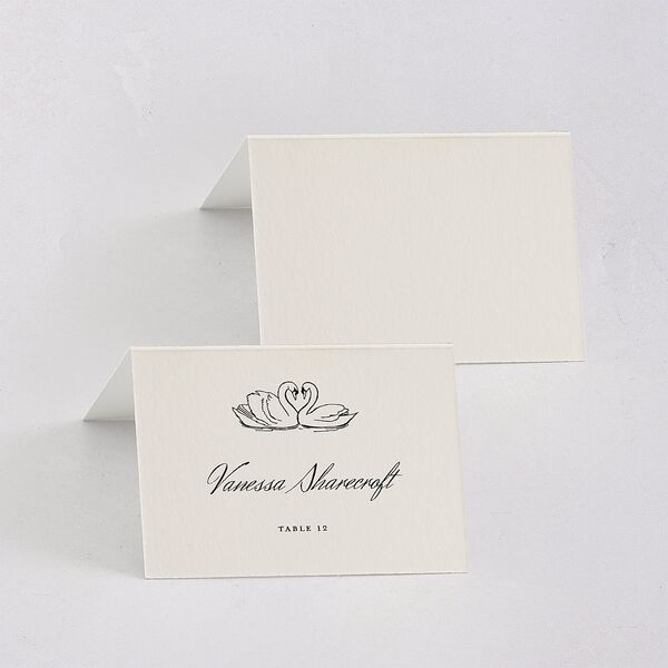 Elegant Swans Place Cards Ivory Signature