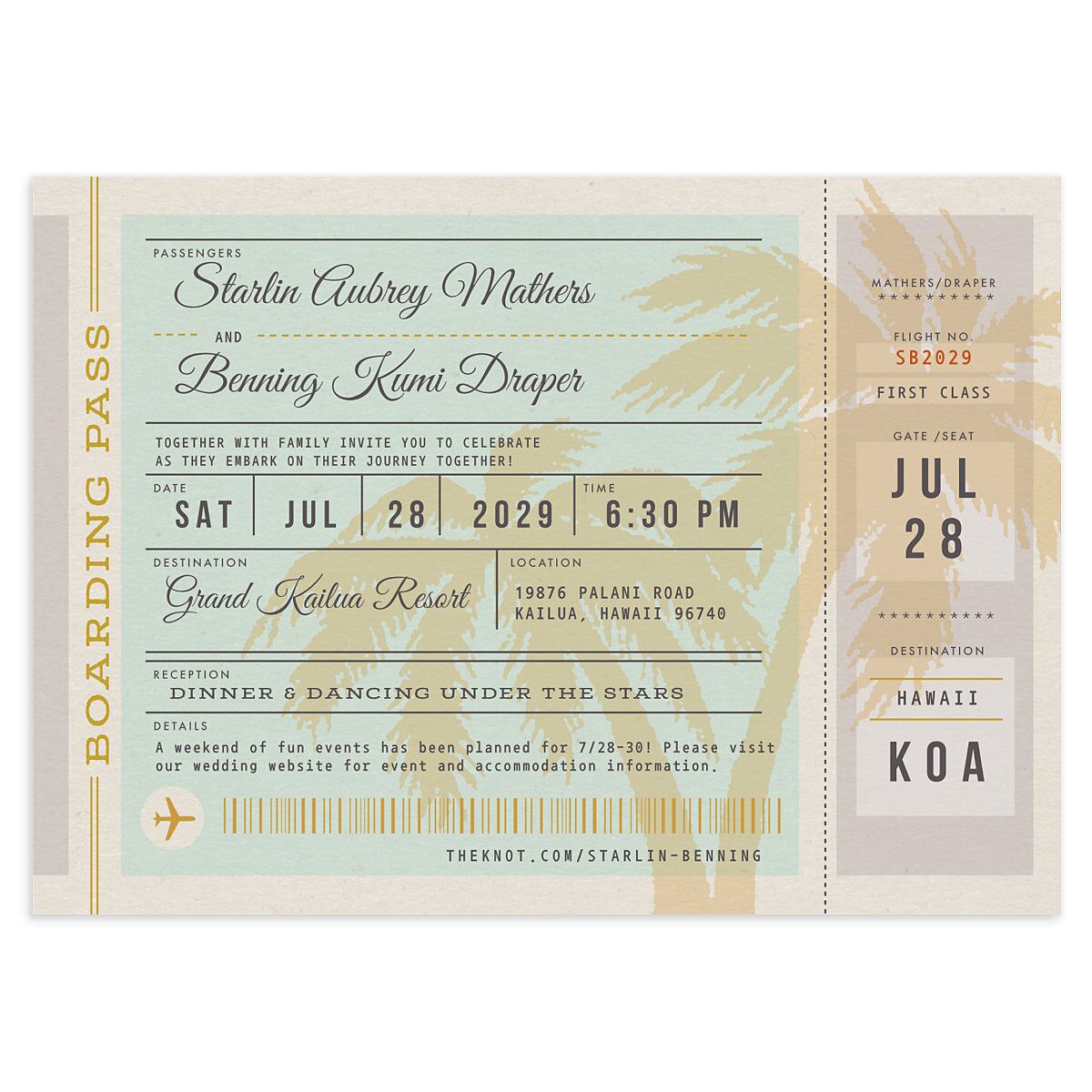 Retro Boarding Pass Wedding Invitations