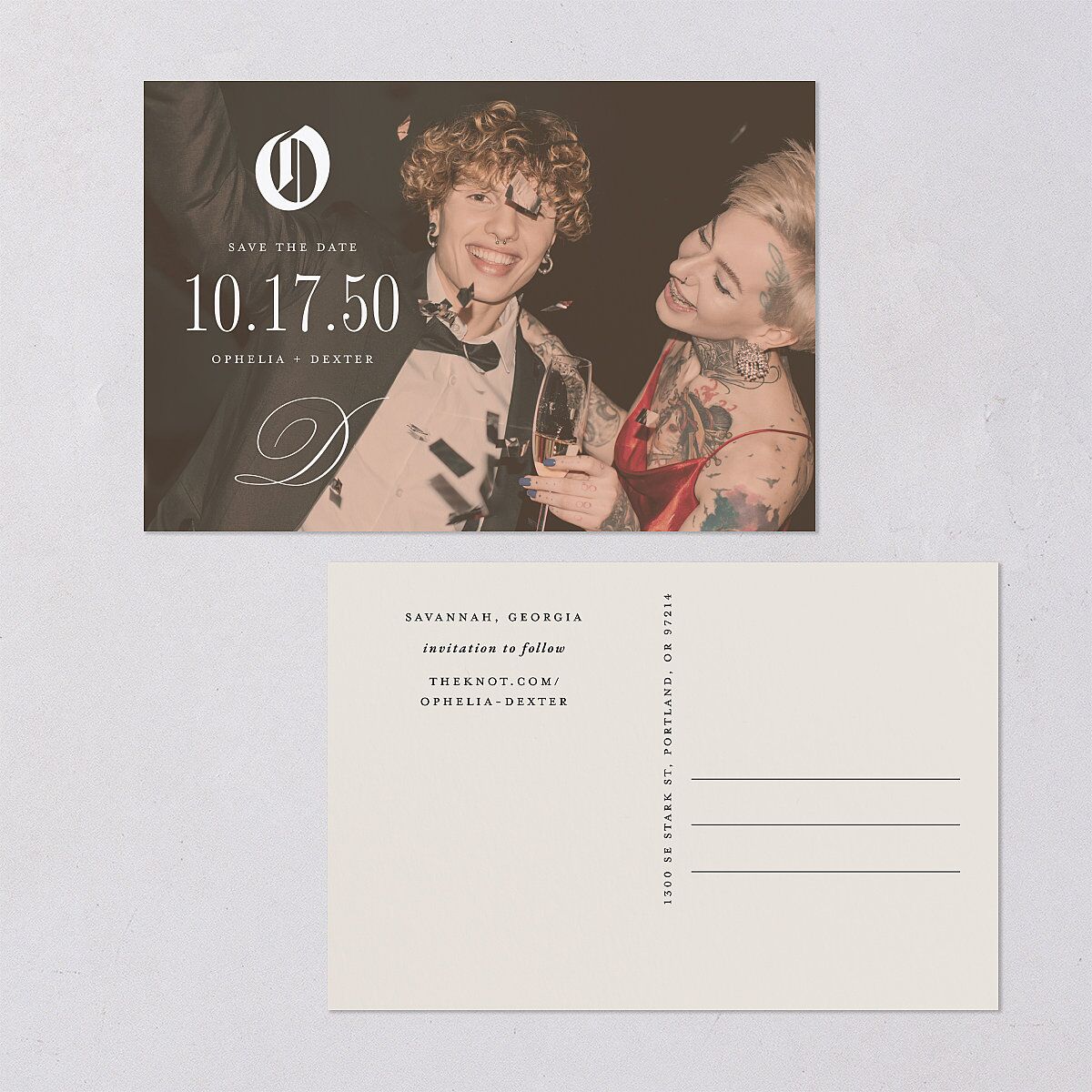 Til Death Gothic Photo Save the Date Postcards Sand