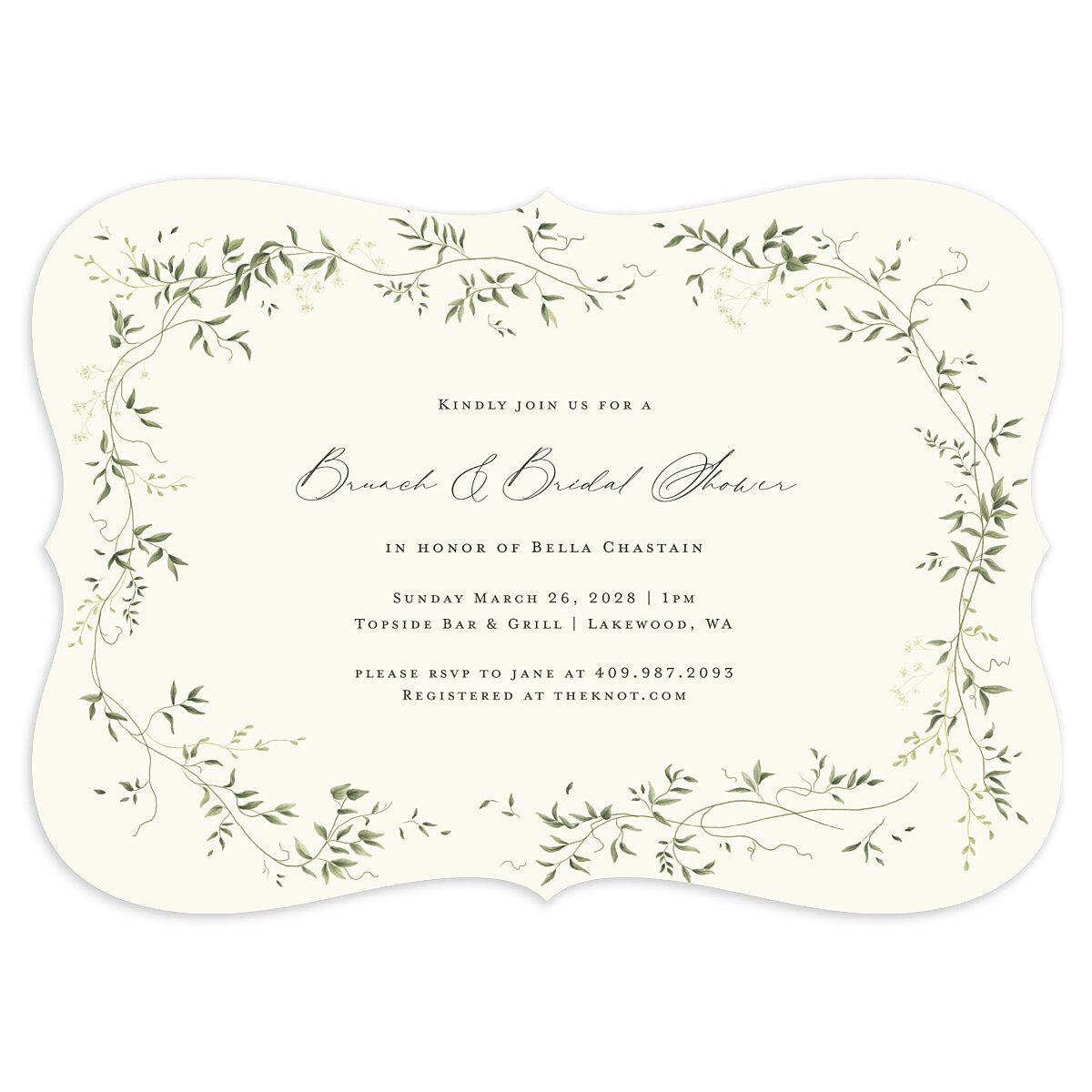 Dainty Fairytale Greenery Bridal Shower Invitations