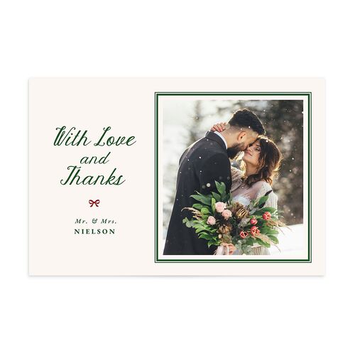 Vintage Bow Pattern Photo Thank You Postcards Jewel Green