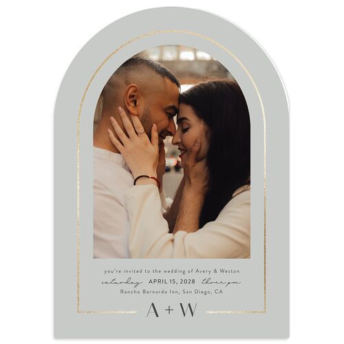 Monogram Arch Foil Wedding Invitations Gold Slate Signature Blank Arch No