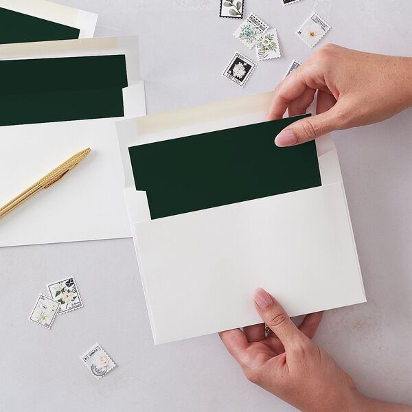 Christmas Sprigs Envelope Liners Dark Green Standard