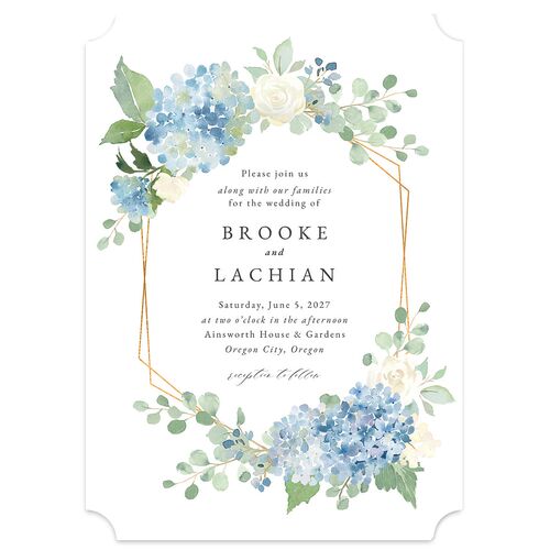 Elegant Hydrangea Wedding Invitations Dusty Blue Signature Blank No Ticket