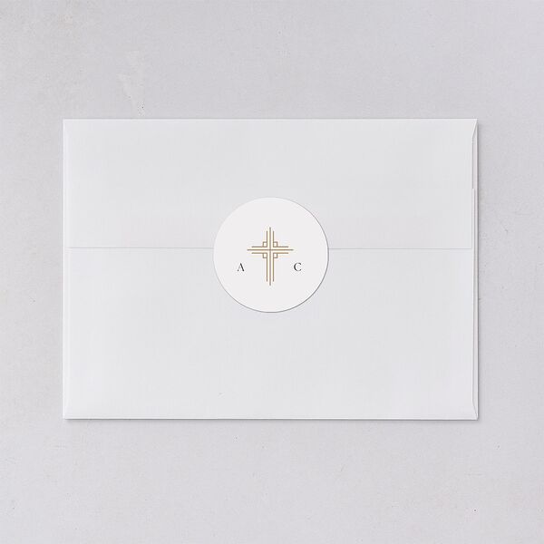 Church Cross Wedding Stickers Pure White Circle