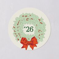 Vintage Holiday Wreath Holiday Stickers Hunter Green Circle