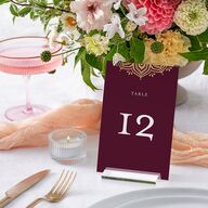 Indian Gilded Adornment Table Numbers Gold Burgundy Signature