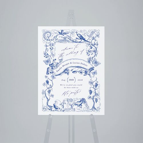 Vintage Toile Standard Welcome Sign Medium Sapphire Standard Outdoor Corrugated M Welcome