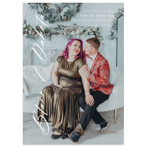 Vertical Names Wedding Invitations Merlot Signature Blank No