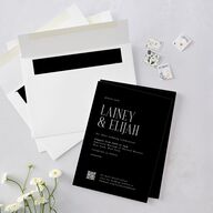 Editorial QR Wedding Invitations Midnight Signature Blank No Rounded