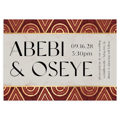 Gilded Sahara Pattern Wedding Invitations Gold Rust Signature Blank No