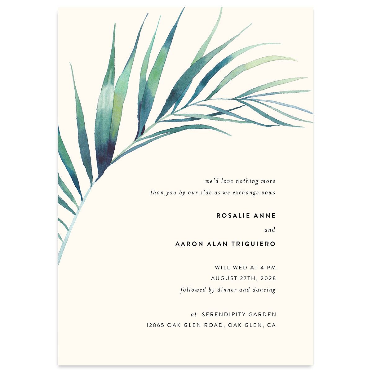 Palm and Protea Wedding Invitations