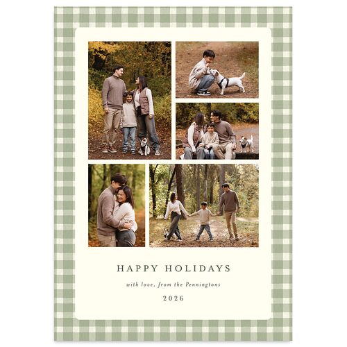 Holiday Buffalo Check Holiday Cards Moss Signature Blank Standard