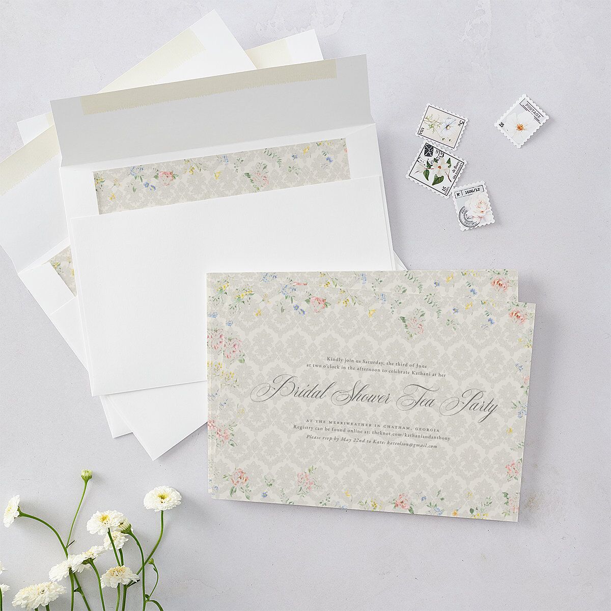 Glamorous Regency Garden Bridal Shower Invitations by Bridgerton Sage Signature Blank Standard