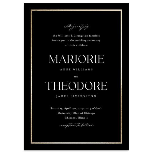 Joyful Union Foil Wedding Invitations Gold Licorice Signature Blank No Standard