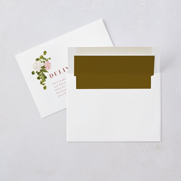 Fall Garland Save The Date Cards Rose Gold Peony Signature smooth Blank No Standard