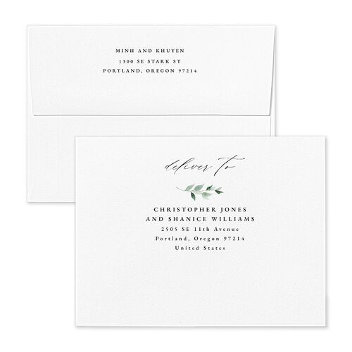 Romantic Wisteria Bridal Shower Thank You Card Envelopes White Ocean Both Recipient and Return Addresses Signature Standard