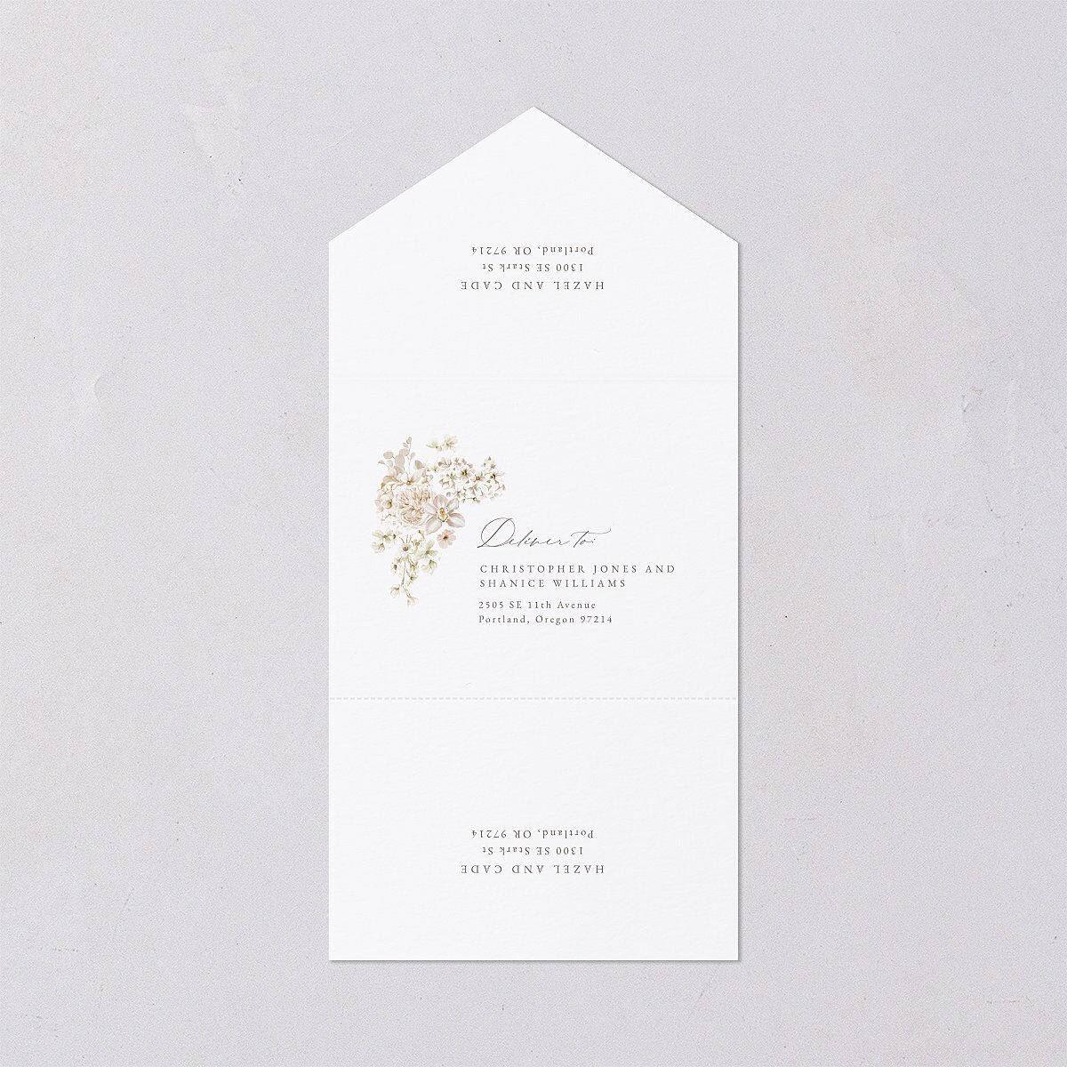 Luxury Floral Archway All-in-One Wedding Invitations Dijon Signature Light Both Recipient and Return Addresses No