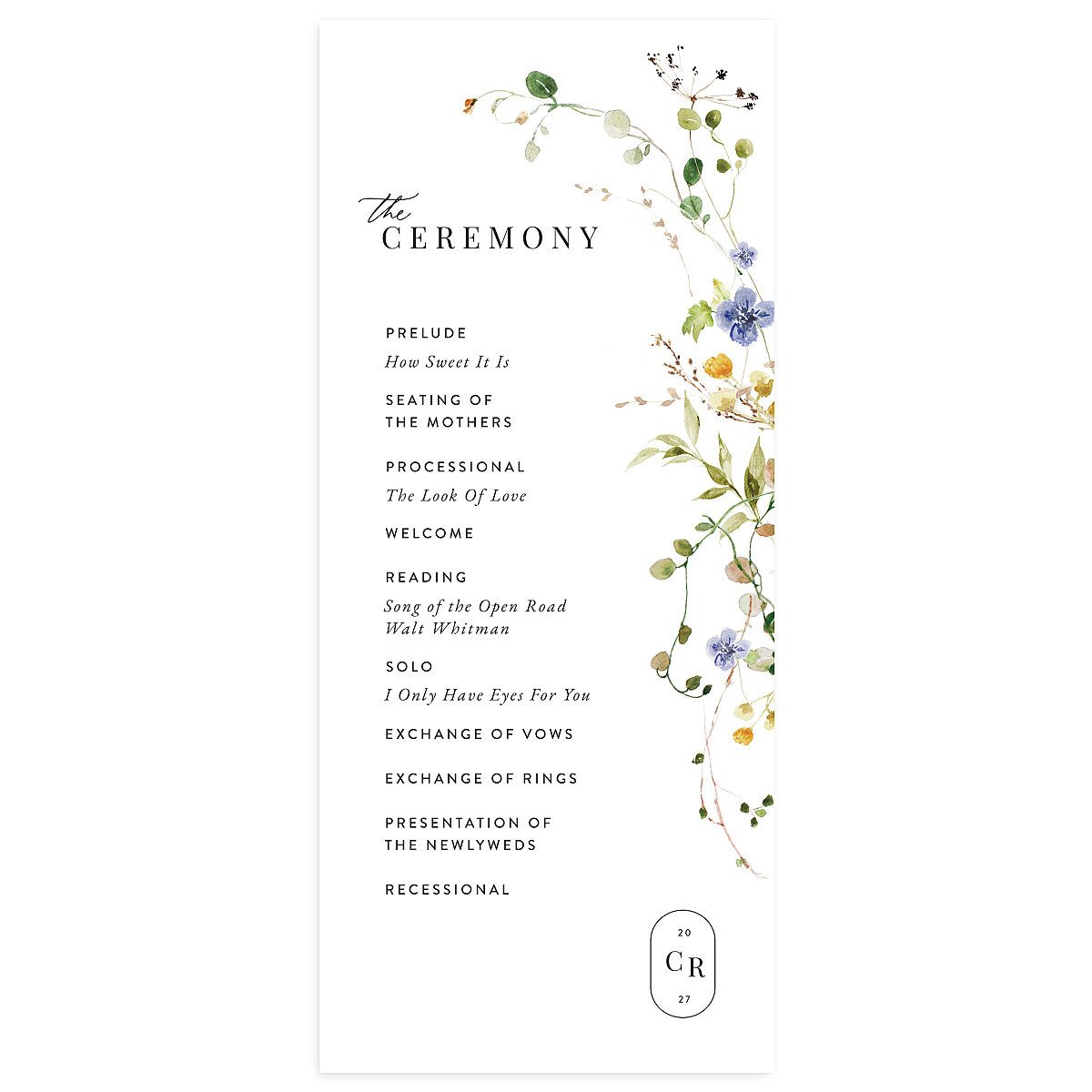 Delicate Wildflower Wedding Programs
