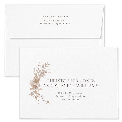 Harvest Crescent Rehearsal Dinner Invitation Envelopes White Espresso Both Recipient and Return Addresses Signature Standard