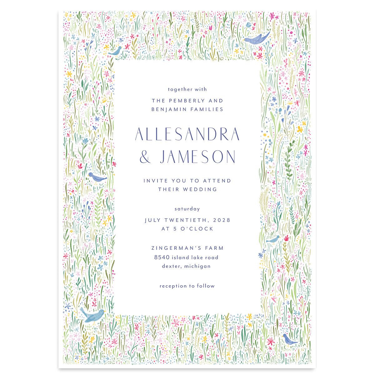 Cottage Wildflowers Wedding Invitations