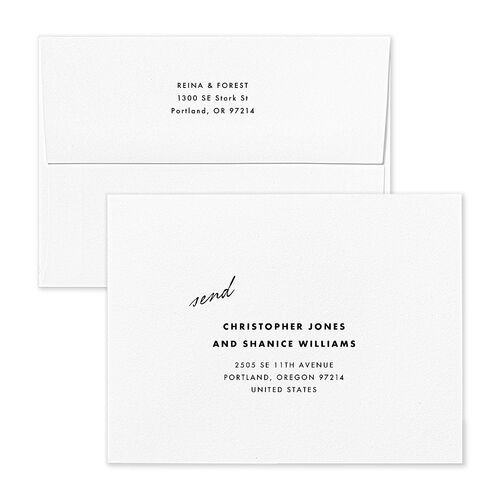 Editorial Film Strip Collage Save the Date Magnet Envelopes Licorice White Both Recipient and Return Addresses Signature Standard