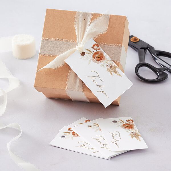 Rustic Bouquet Favor Gift Tags Gold Burnt Orange Signature
