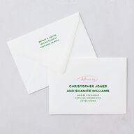 Whimsically Retro Handwritten Note Save The Date Card Euro Envelopes Kelly Green White Both Recipient and Return Addresses Luxe Signature
