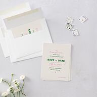 Whimsically Retro Handwritten Note Save the Date Petite Cards Kelly Green Signature smooth Blank No Standard