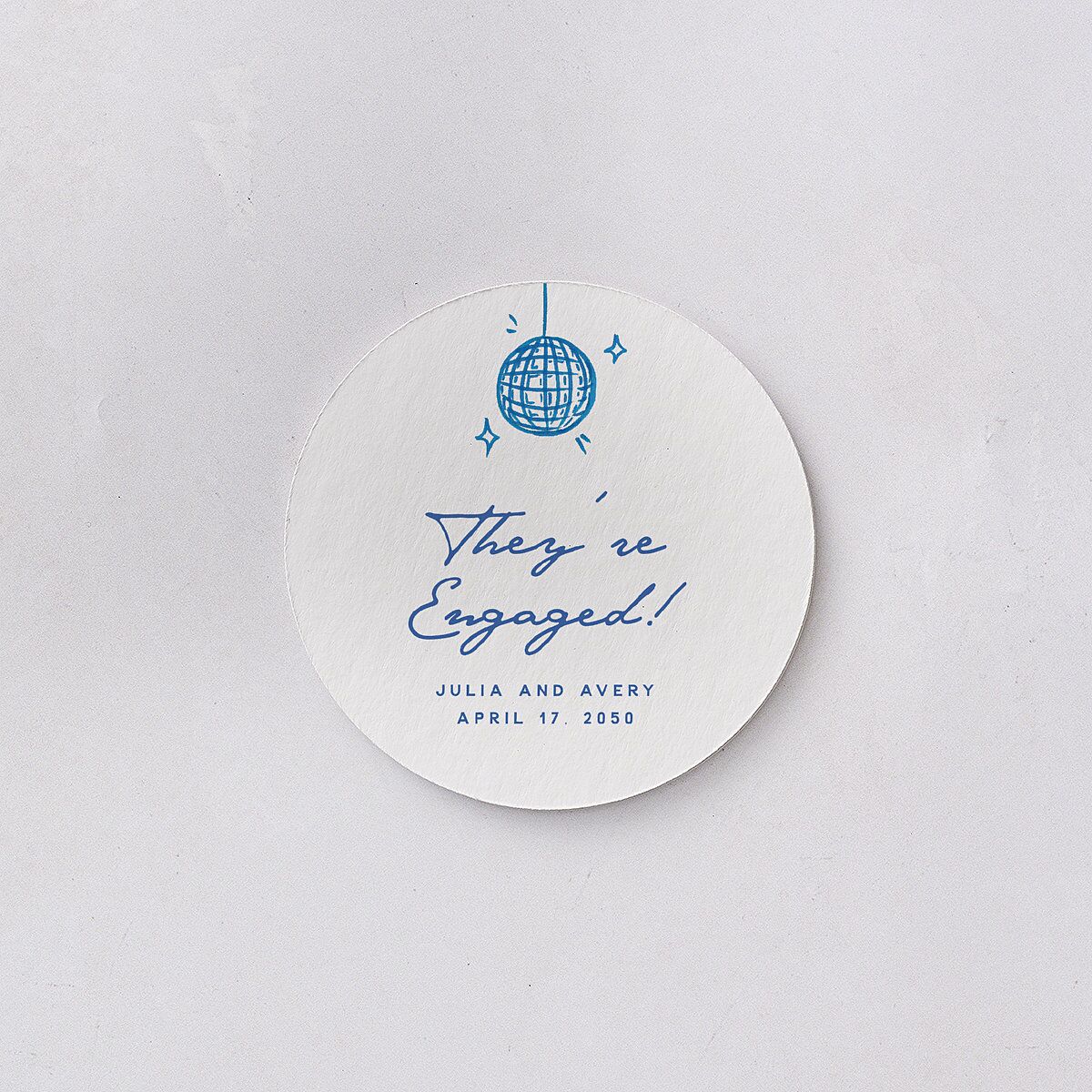 Hand Drawn Cake Engagement Party Coasters French Blue Cardboard Circle