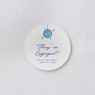 Hand Drawn Cake Engagement Party Coasters French Blue Cardboard Circle