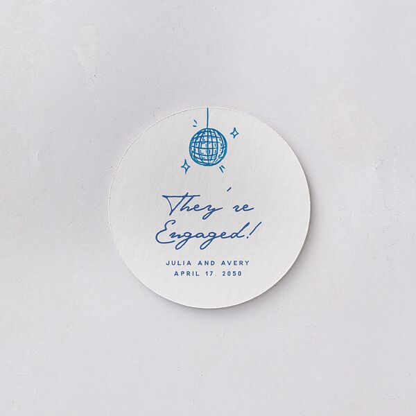 Hand Drawn Cake Engagement Party Coasters French Blue Cardboard Circle