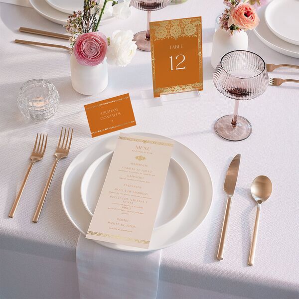 Hacienda Elegante Place Cards Gold Cinnamon Signature