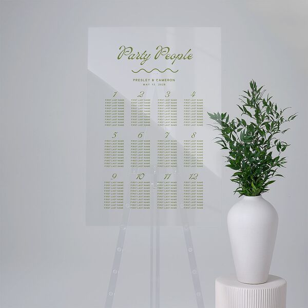 Cabana Stripes Acrylic Seating Chart Large Olive Standard Acrylic L Seating