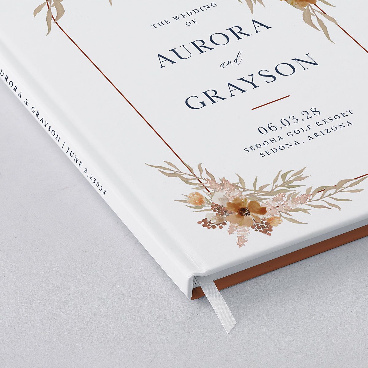 Bohemian Arch Wedding Guest Book Copper