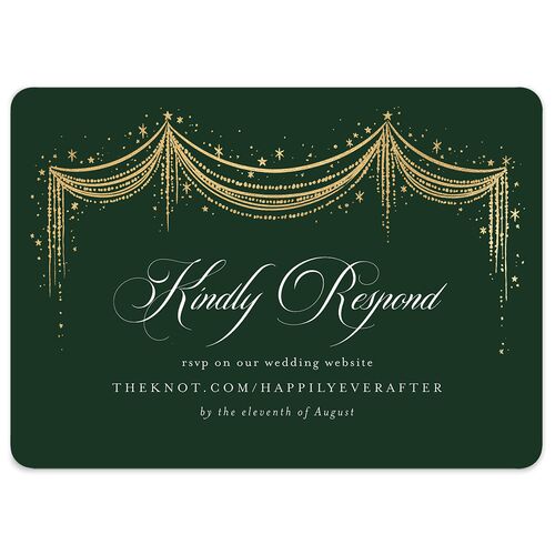 Fairytale Luxury Foil Wedding Response Cards Dark Emerald Gold Signature Rounded