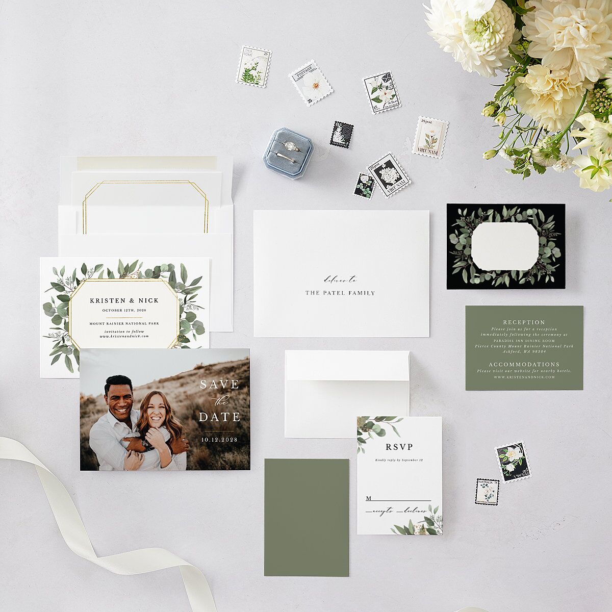 Eucalyptus Frame Save The Date Cards — view 6