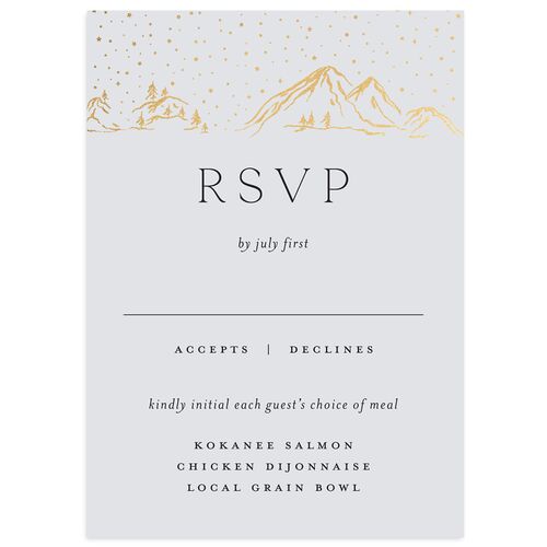 Mountain Sky Foil Wedding Response Cards Gold Licorice Signature Standard