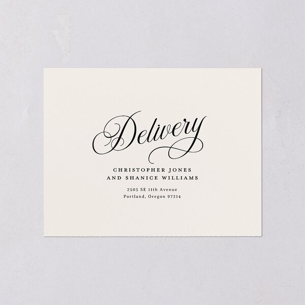 Elegant Hollywood Calligraphy All-in-One Wedding Invitations Licorice Signature Light Both Recipient and Return Addresses No