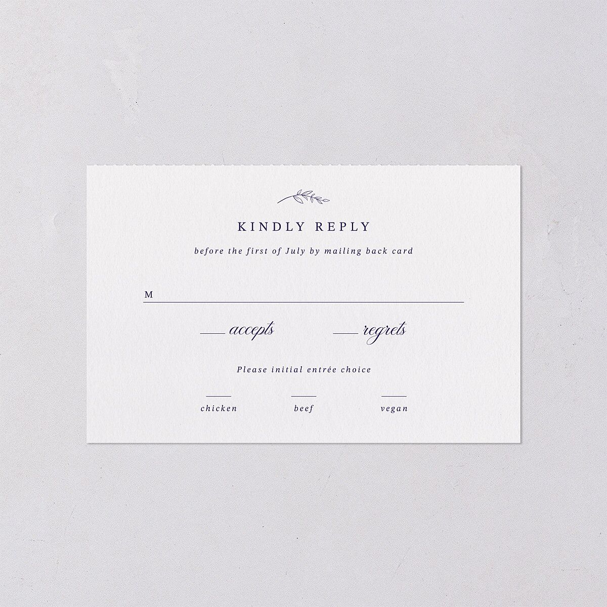 Elegant Garland Crest All-in-One Wedding Invitations Sapphire Signature Light Both Recipient and Return Addresses No