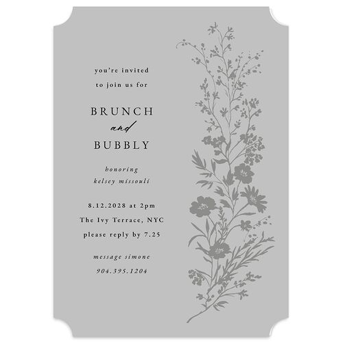 Gilded Wildflower Bridal Shower Invitations Silver Signature Blank Ticket