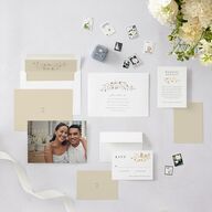 Timeless Floral Foil Save the Date Cards Gold Pure White Signature smooth Blank No Standard