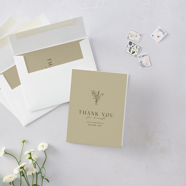 Simple Boho Flowers Thank You Cards Champagne