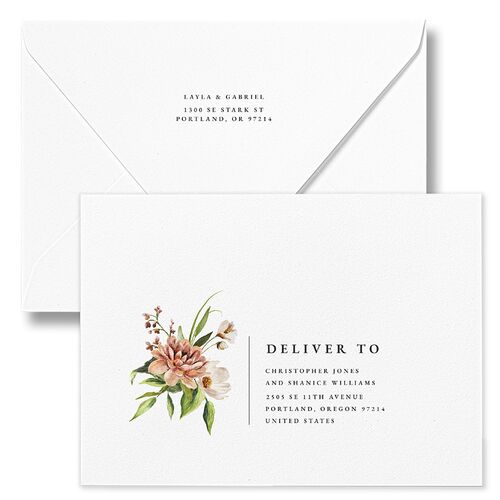 Floral Arch Bridal Shower Invitation Euro Envelopes White Charcoal None Luxe Signature