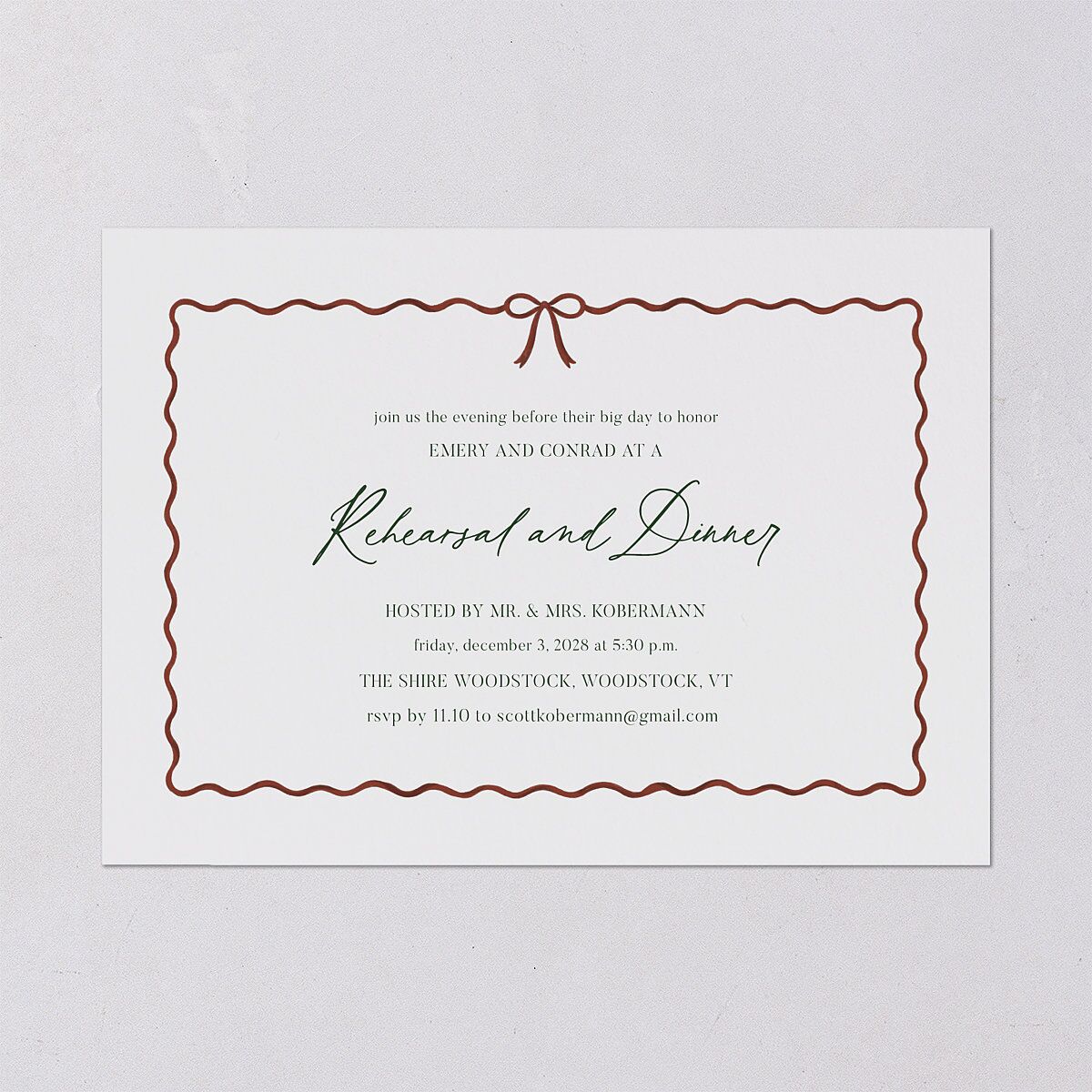 Festive Garland Rehearsal Dinner Invitations Hunter Green Signature Blank