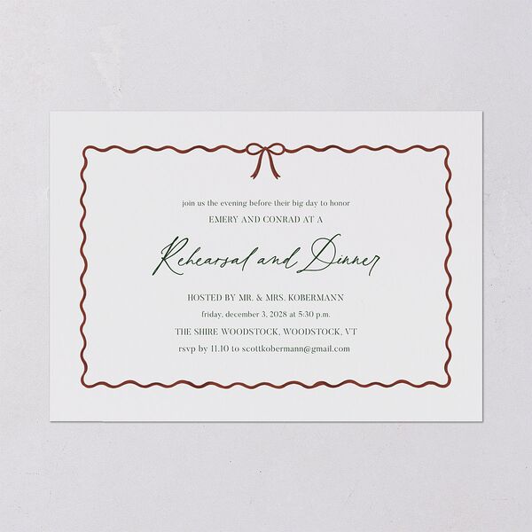 Festive Garland Rehearsal Dinner Invitations Hunter Green Signature Blank