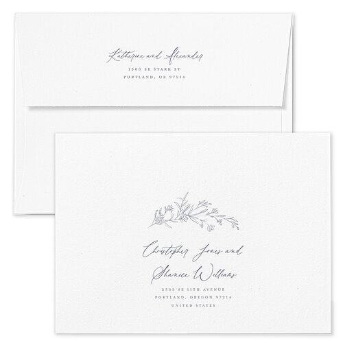 Romantic Branches Wedding Invitation Envelopes Terracotta Dusty Blue Return Address Standard Signature